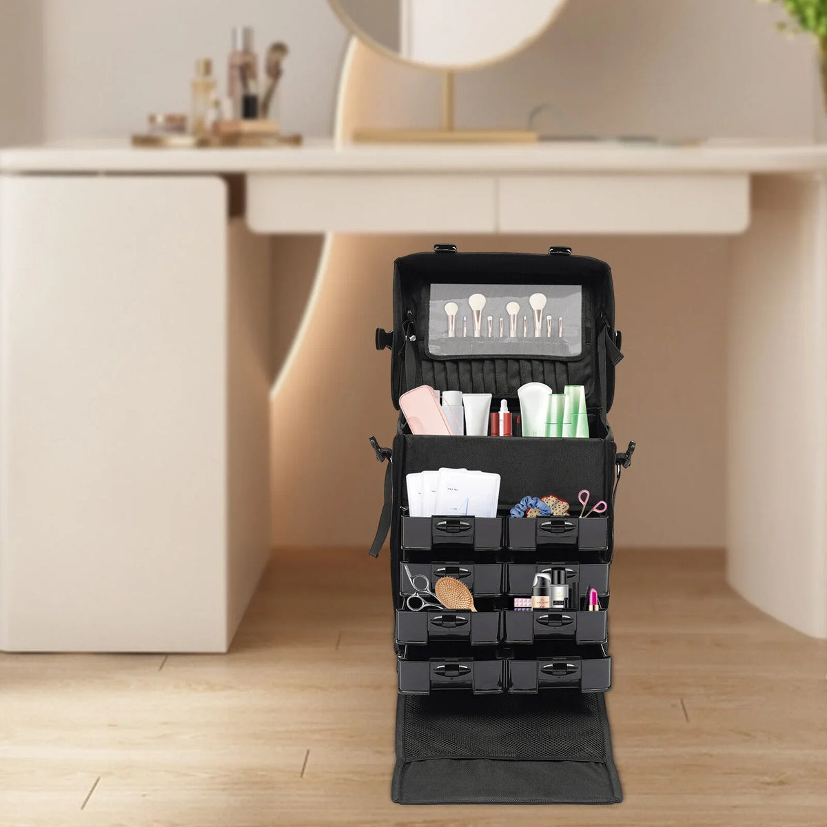 Rolling Makeup Case, Cosmetic Case Trolley, Make Up Suitcase Cosmetic Trolley, Makeup Suitcase with Wheels