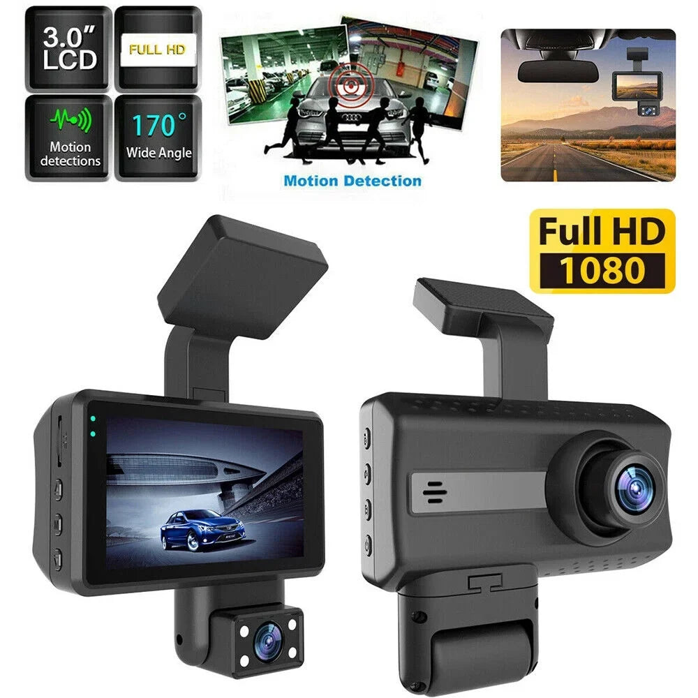 JahyShow Dual Lens Car Dash Cam Recorder: 1080P G Sensor DVR with Front and Rear Camera, Video Recording