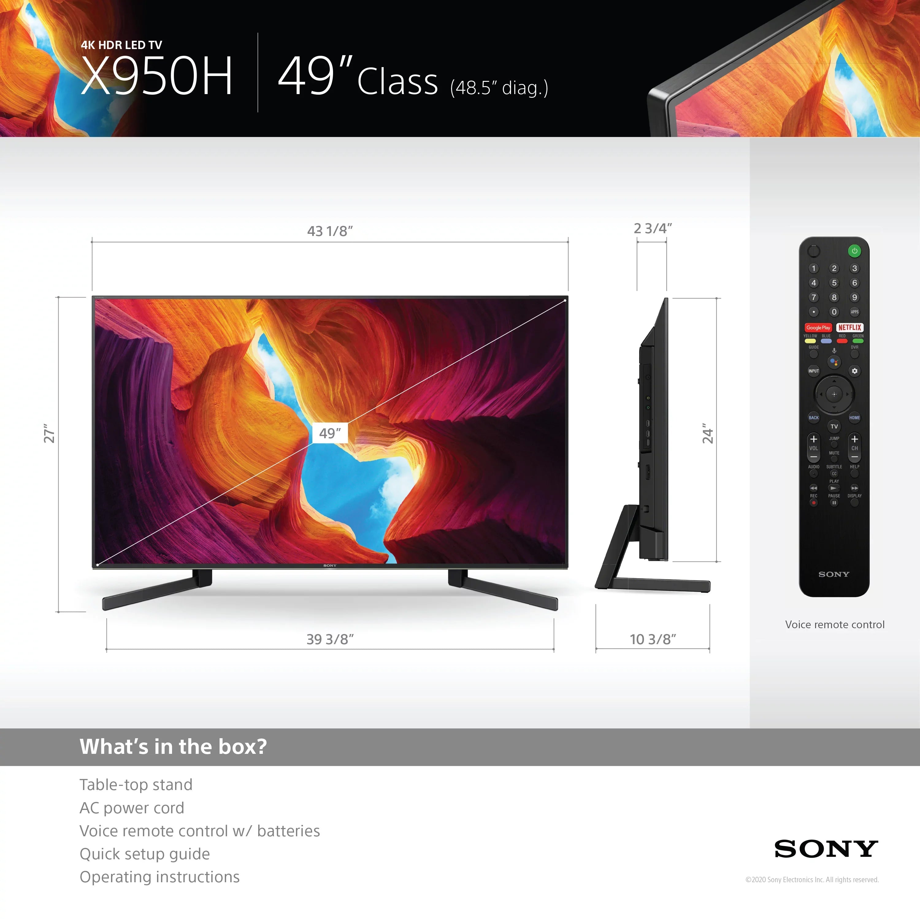 Sony 49" Class 4K UHD LED Android Smart TV HDR BRAVIA 950H Series XBR49X950H