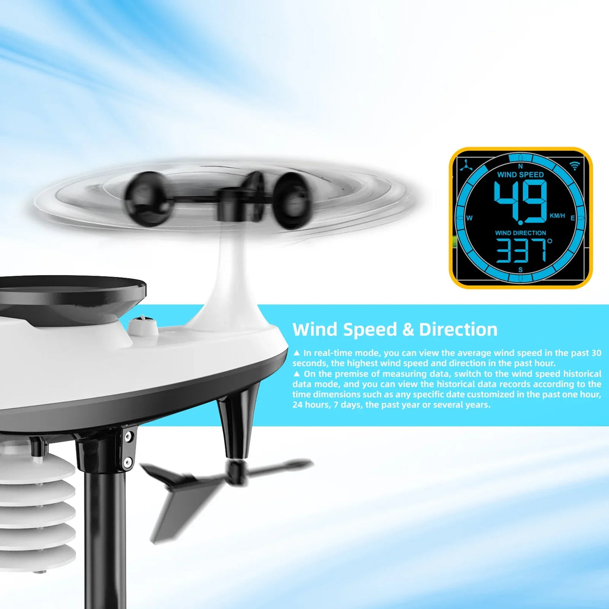 Suzicca Wireless Condition Station Indoor Hygrometer Thermometer Temperature Backlit Humidity Display Digital Environment Forecast Station Clock Alarm Clock with Sensor USB Port