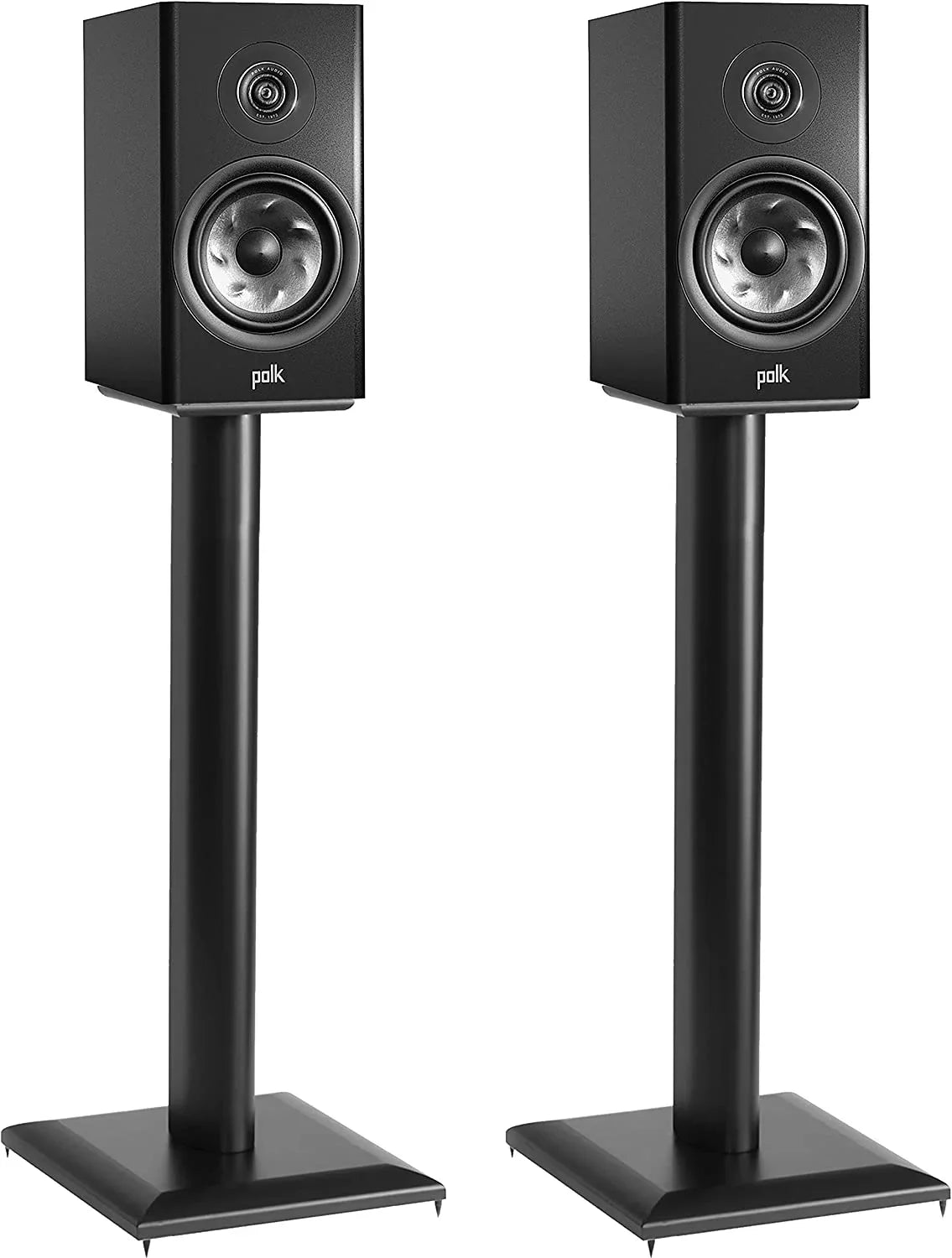 YUNWEN Premium Universal Floor Speaker Stands - Vibration-Absorbing MDF Design Works with Edifier, Polk, & Other Bookshelf Speakers Or Studio Monitors - Includes Sound Iso Pads & Carpet Spikes