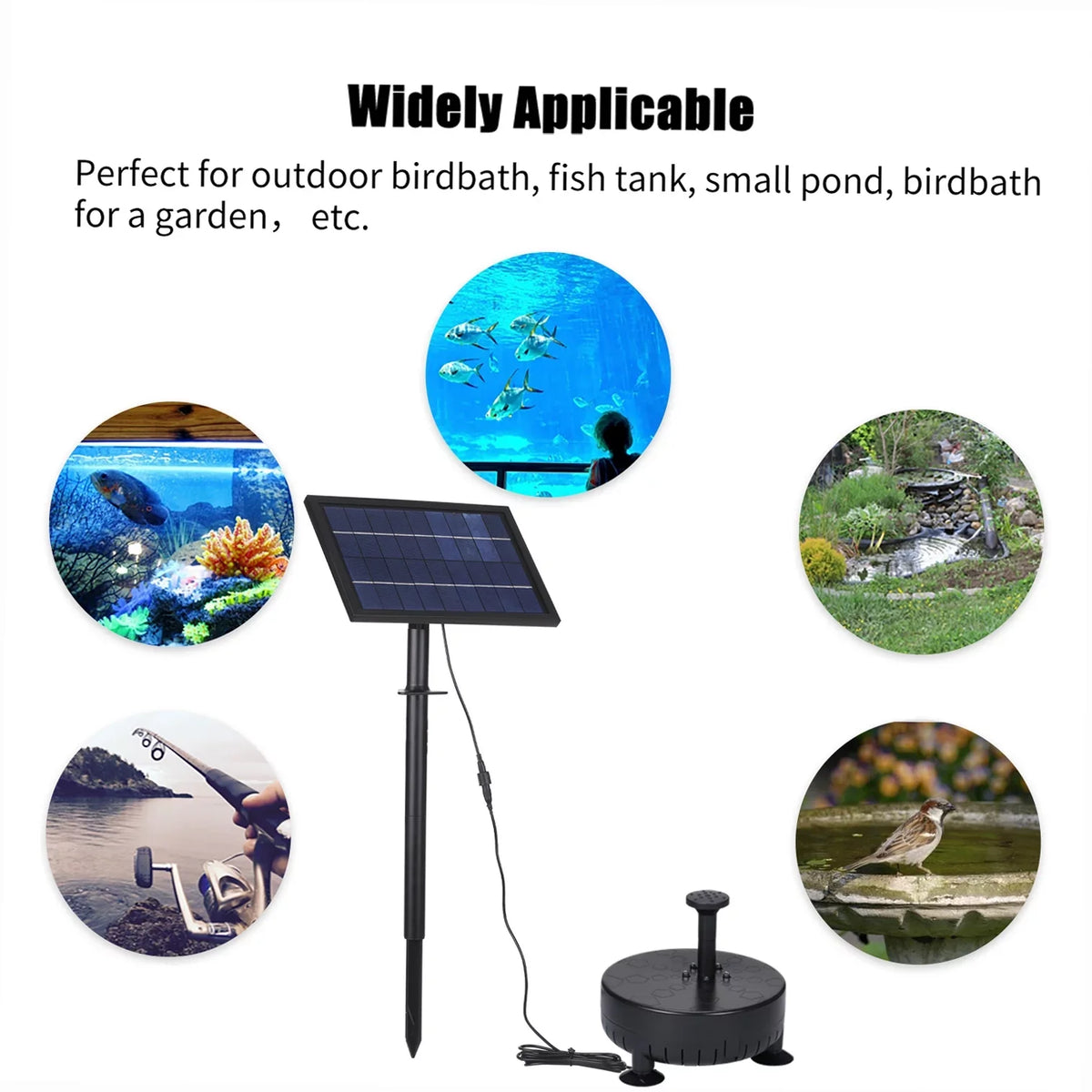 Arealer 10V8W Solar Powered Fountain Pump Pump with Adjustable Solar Panel DIY Birdbath Fountain Pump Fountain Panel Kit for FishSmall Pond Garden Patio Lawn Pool