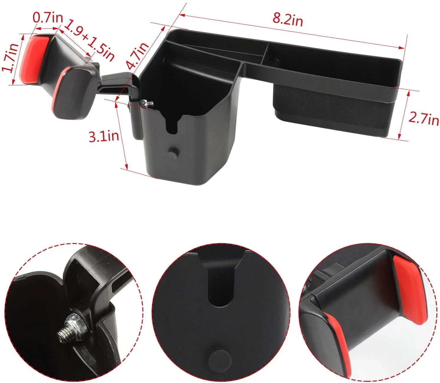 JeCar for Jeep Phone Mount Drink Cup Holder, Passenger Grab Handle Storage Tray Organizer for 2007-2010 Jeep Wrangler JK JKU