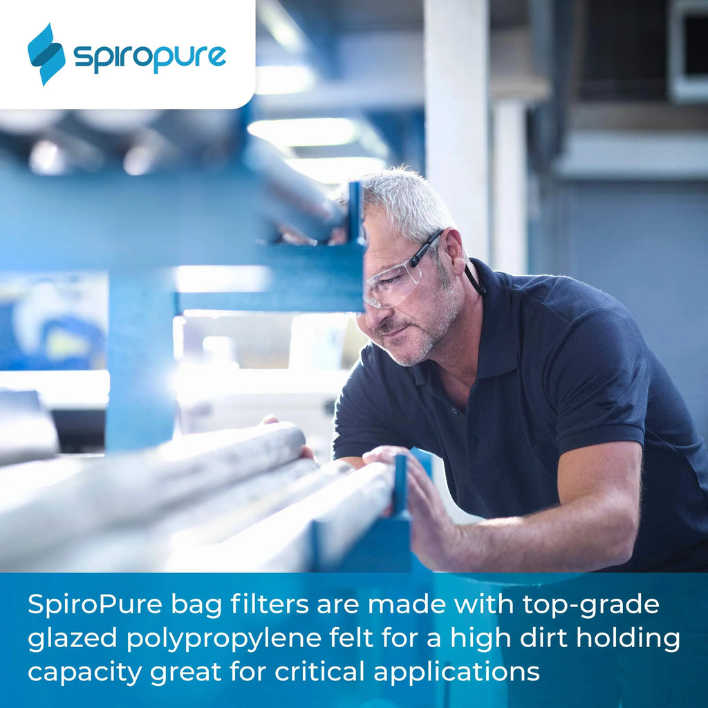 SpiroPure SP-BP-420-5 5 Micron #4 (20”) Glazed Polypropylene Felt Liquid Bag Filter BP-420-5 155386-03 (Case of 40)