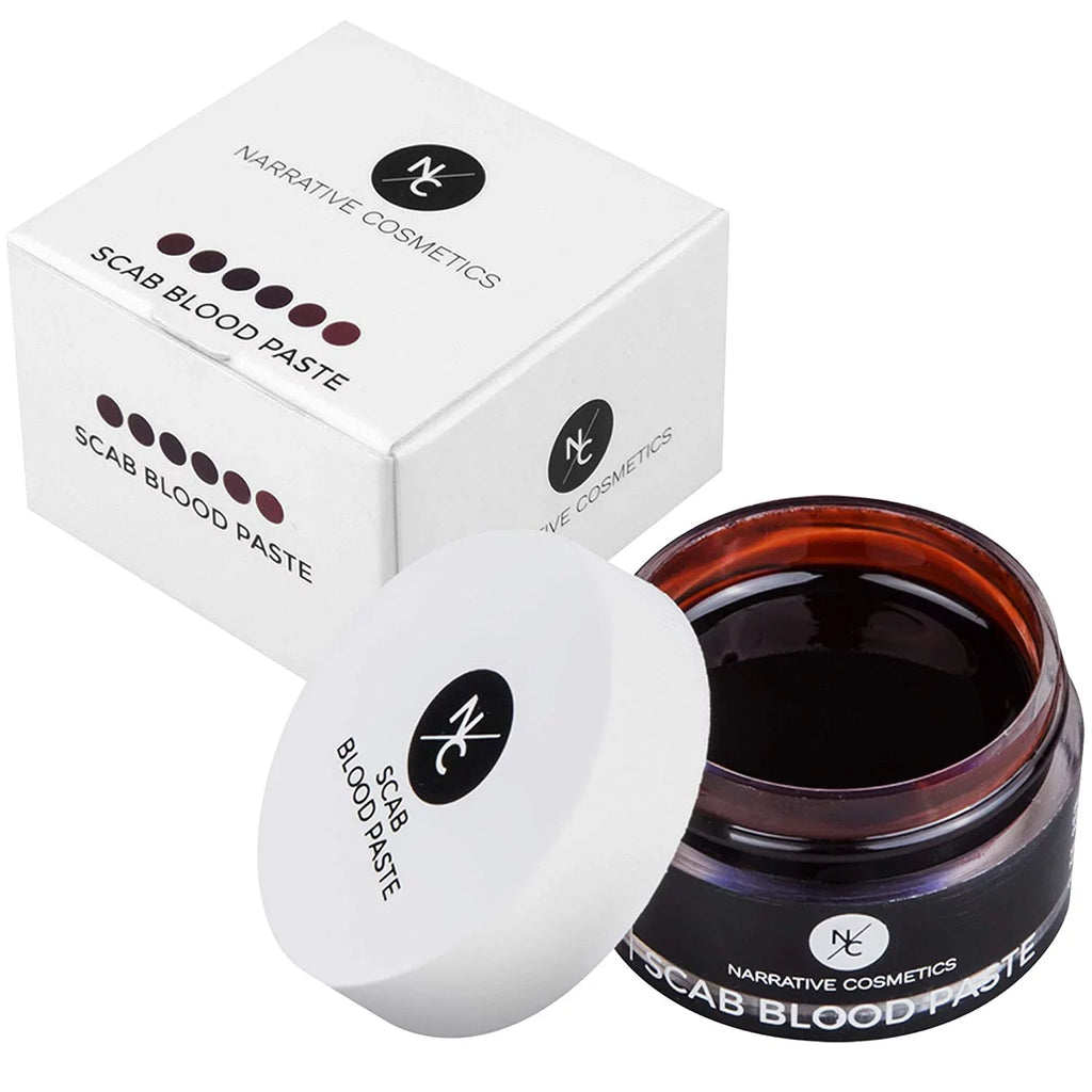 Narrative Cosmetics Starter Effects Kit - 6 Color Bruise Wheel, Scar Wax with Double Sided Spatula, Scab Blood Paste, and Foam Makeup Sponge Block - Perfect for Special FX and Theatrical Makeup