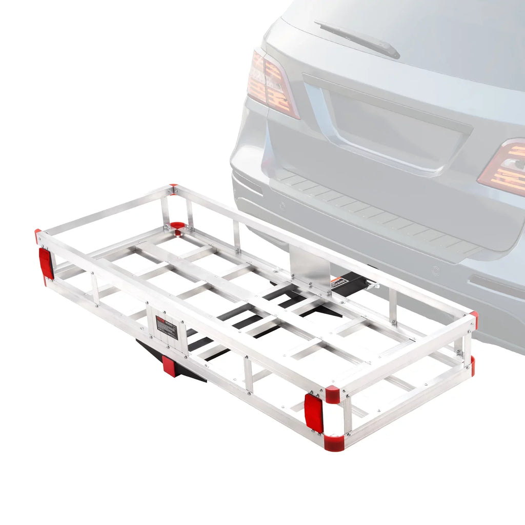 BENTISM Hitch Mount Cargo Carrier 47 x 20 x 6 in 500lb Aluminum Durable Fits 2" Receiver Cargo Basket for SUVs Sedans Vehicles