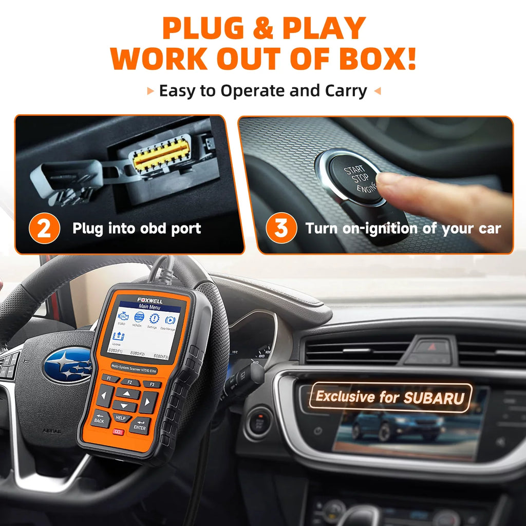 Foxwell NT510 Elite OBD2 Scanner Fits for Subaru Automotive Code Reader All System Scan Tool Professional Reset Tool for Subaru BRZ Forester WRX Automotive Scanner Auto Analyzer OBDII OBD Code Scanner