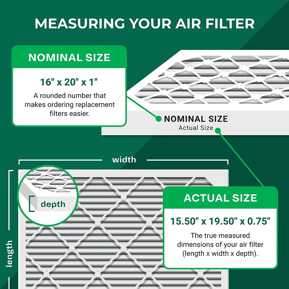 Filterbuy 16x20x1 MERV 11 Pleated HVAC AC Furnace Air Filters (12-Pack)