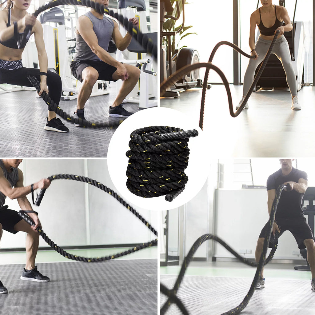 1.5" Training Rope Battle Rope Workout Training Undulation Rope, 50ft Length Fitness Battle Rope Heavy Duty Gym Fitness Workout Combat Battle Ropes for Strength Power Training, 15M