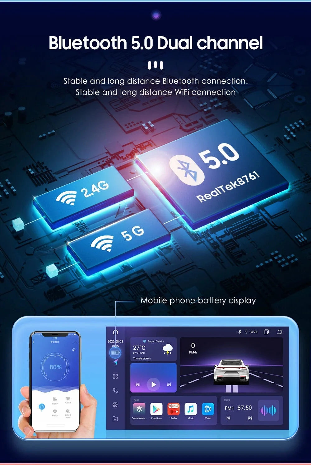For GMC Yukon Chevy Tahoe Suburban Android 12 Octa Core 4GB RAM Apple Carplay Car Stereo AM FM Radio GPS Environment
