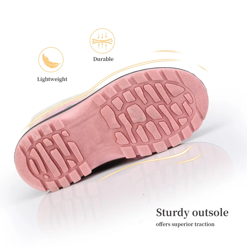 Dream Pairs Boys Girls Toddler Kids Ankle Winter Snow Boots Faux Fur-Lined Soft Boots Shoes Warm FORESTER GREY/PINK Size 12 little kid