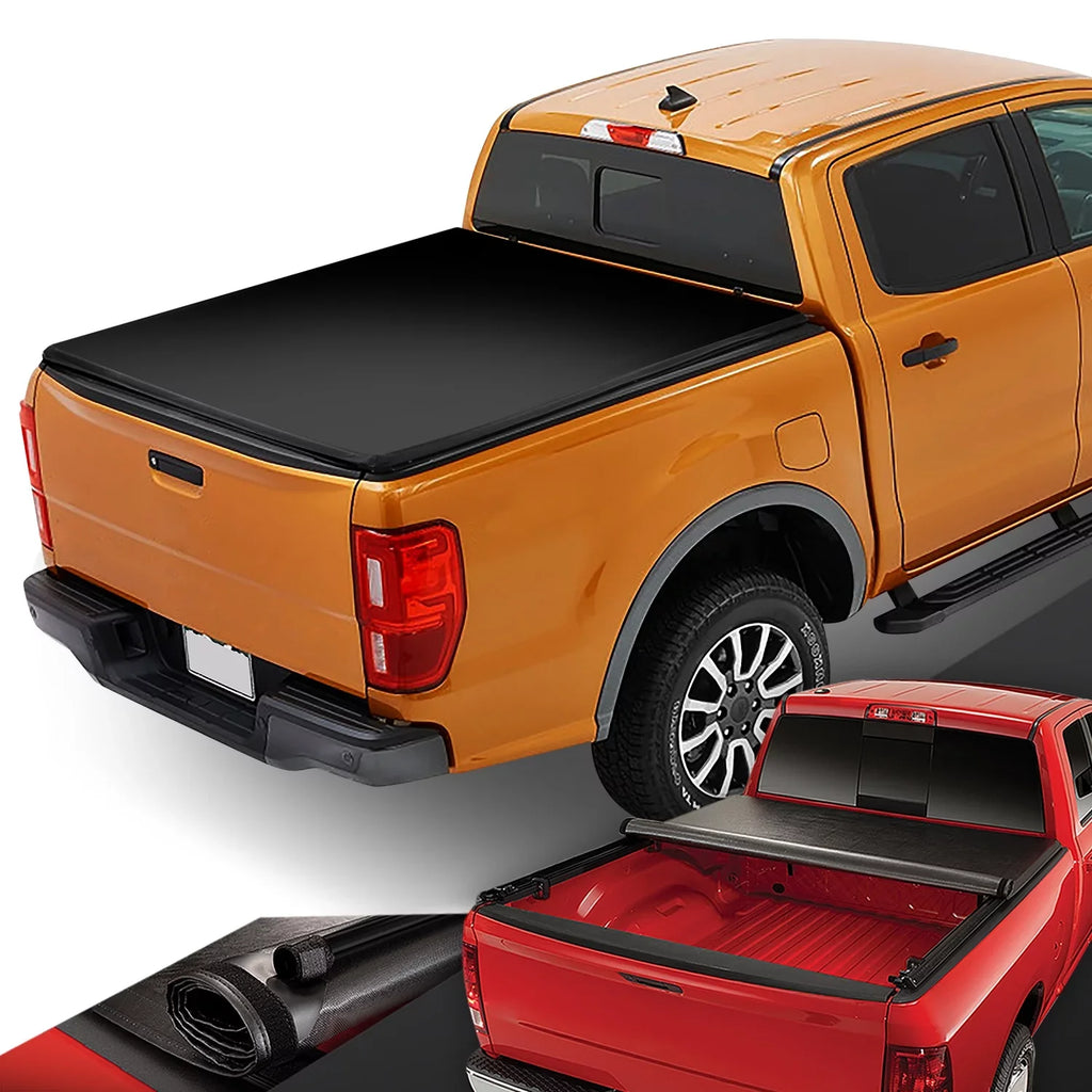DNA Motoring TTC-RU-090 For 2019 to 2021 Ford Ranger 5Ft Truck Short Bed Matte Black Vinyl Soft Top Roll-up Tonneau Wrap 20