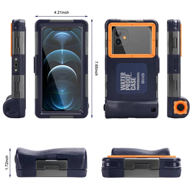 UrbanX Professional [15m/50ft] Swimming Diving Surfing Snorkeling Photo Video Waterproof Protective Case Underwater Housing for Sonim XP8 And all Phones Up to 6.9 Inch LCD with Lanyard