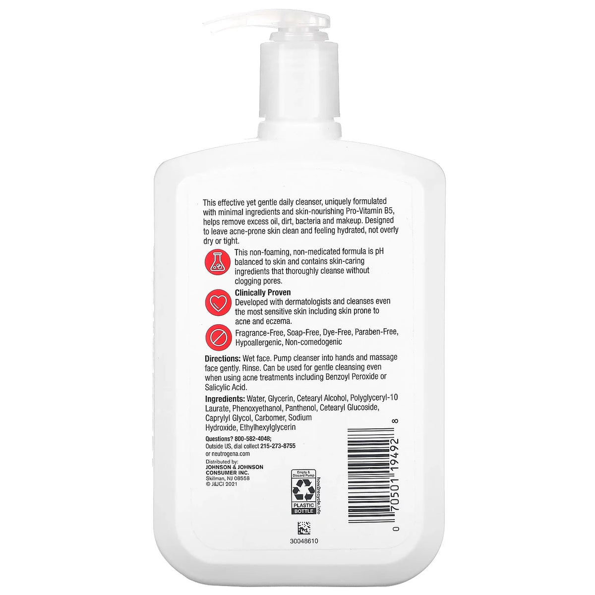 Neutrogena, Ultra Gentle, Daily Cleanser With Pro-Vitamin B5, Fragrance-Free, 16 fl oz