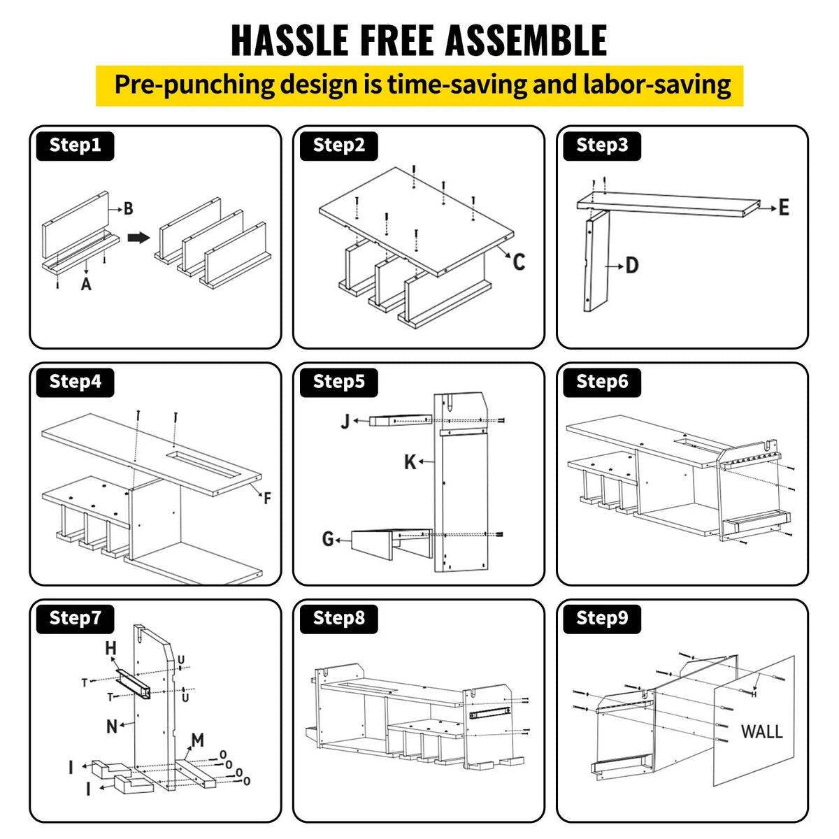 BENTISM Power Tool Organizer Drill Wall Tool Holder 4 Slots 3-shelf Wall Mounted