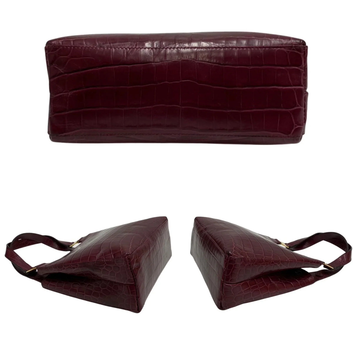 Pre-Owned Salvatore Ferragamo Logo Rose Hardware Leather 2way Handbag Shoulder Bag Wine Red (Good)
