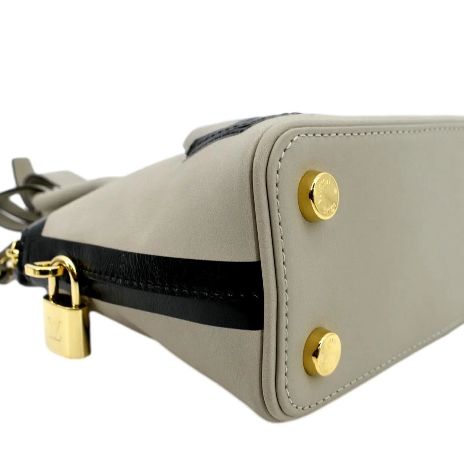 Pre-owned LOUIS VUITTON Lockit Cuir Obsession Leather Satchel Bag Grey