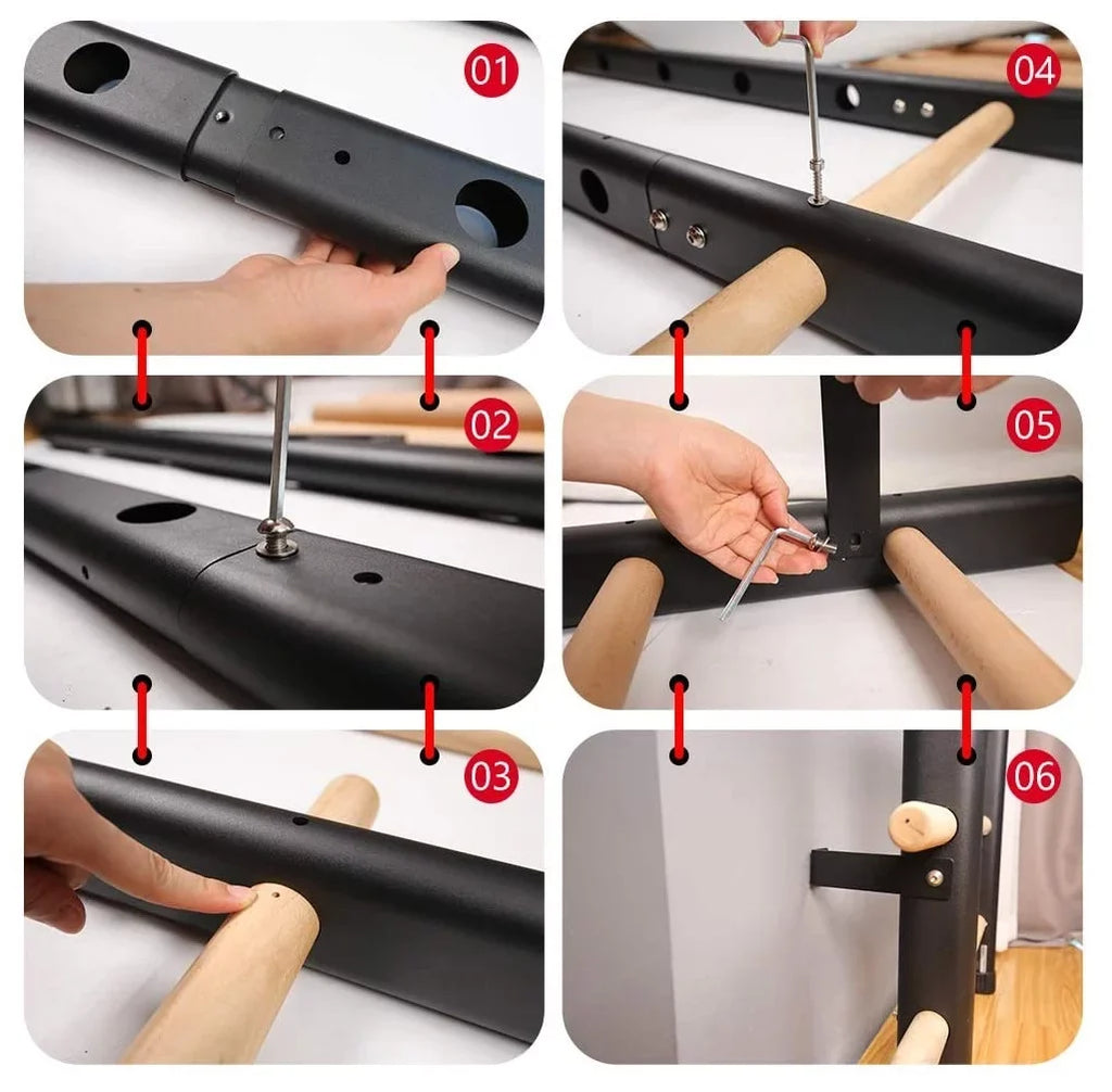DHT WA2 Stall Bar Beech Wood Bars Steel Frame Gymnastics Ballet Wall Ladder Rehabilitation