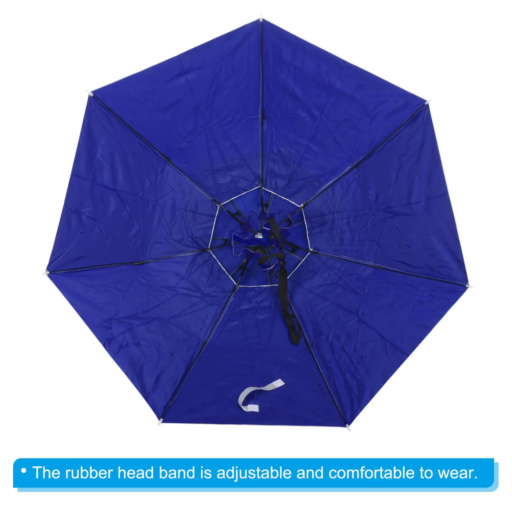 Uxcell OD 37.4" Umbrella Hat, Oxford Fabric Folding Double Layer Sun Rain Cap with Head Strip, Silver