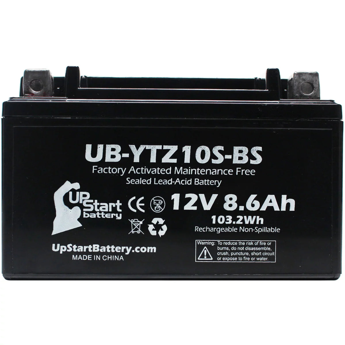 5-Pack UpStart Battery Replacement for 2010 Yamaha YZF-R1 1000CC Factory Activated, Maintenance Free, Motorcycle Battery - 12V, 8.6Ah, UB-YTZ10S-BS