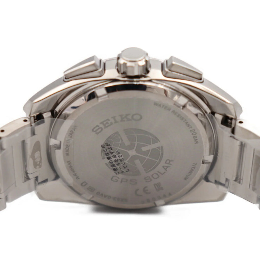 Pre-Owned SEIKO ASTRON Watch 5X53-0AV0/SBXC067 Titanium Silver Black Dial GPS Solar Radio Chronograph (Like New)