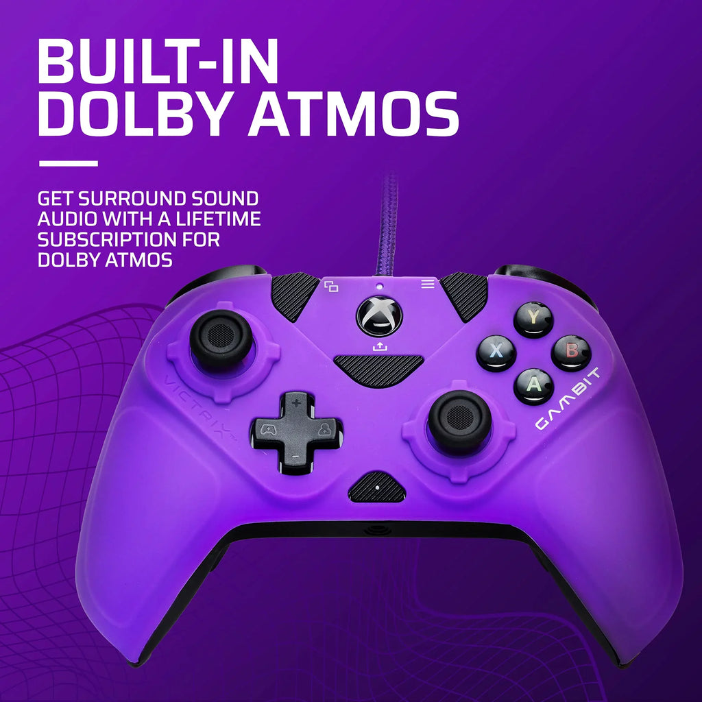 PDP Gaming Victrix Gambit World's Fastest Xbox Controller, Elite Esports Design with Swappable Pro Thumb Sticks, Custom Paddles, Swappable White/Purple Faceplate for Xbox Series X
