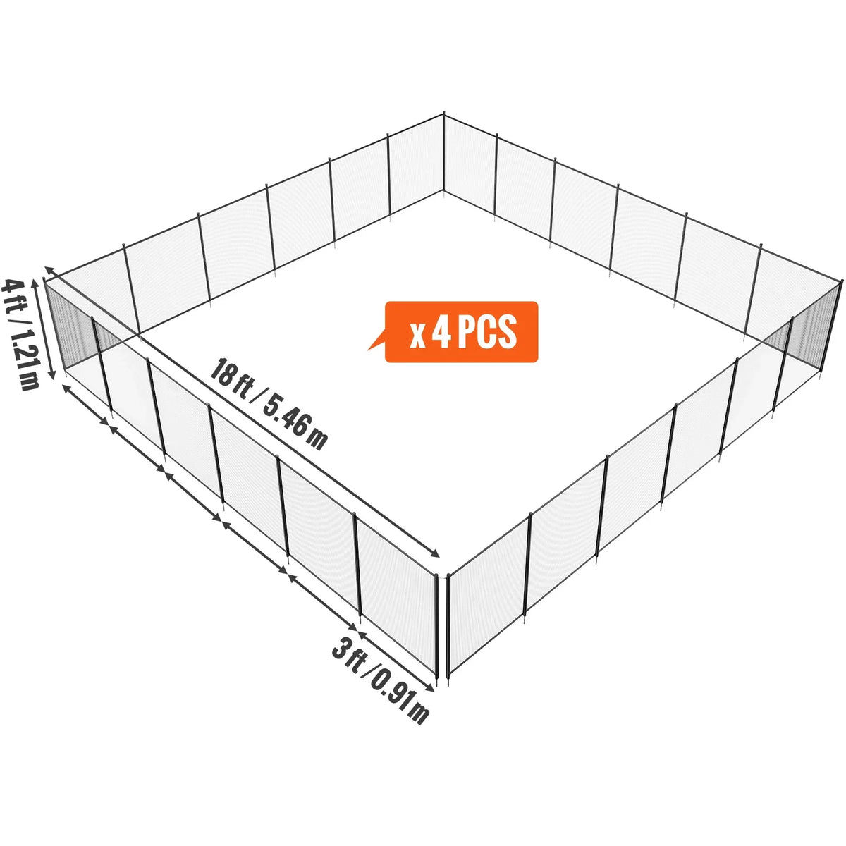 SKYSHALO 4 x 72 FT Removable Pool Fence Pool Fences for Inground Pools Outdoor