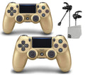 Like New PlayStation 4 DualShock Wireless Gold 2 Controller with Earbuds BOLT AXTION Bundle
