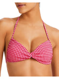 L Space Womens Twister Gingham Halter Bikini Swim Top
