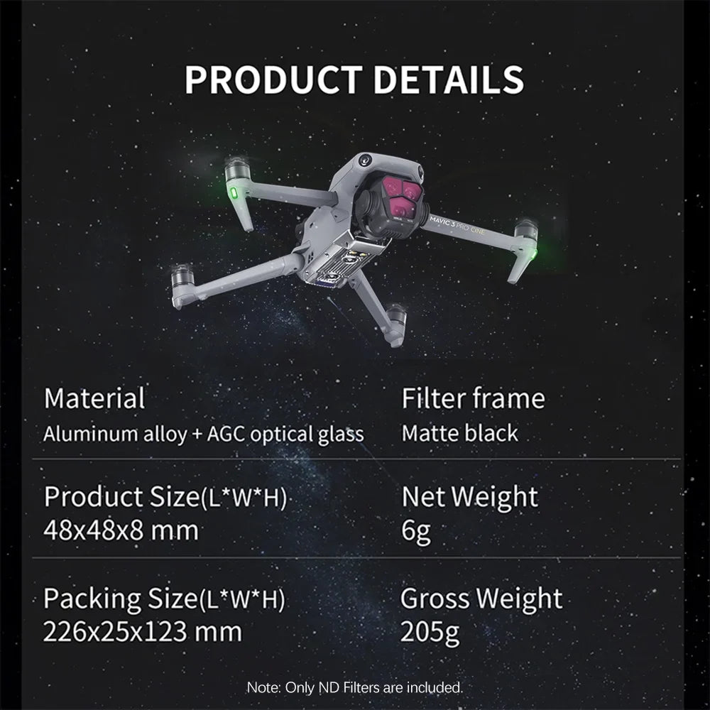 STARTRC Light Suitable With Lens Filter Aluminum Nd8/nd16/nd32/nd64 LensFilters Nd8/nd16/nd32/nd64 With Mavic 3 Waterproof Strong Fitting Aluminum Material Optical SS