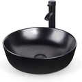 PULUOMIS Artistic Porcelain Ceramic Vessel Sink Basin Washing Bowl Set Cabinet Countertop Sink with Chrome Faucet Pop-up Drain and Water Pipe Lavatory