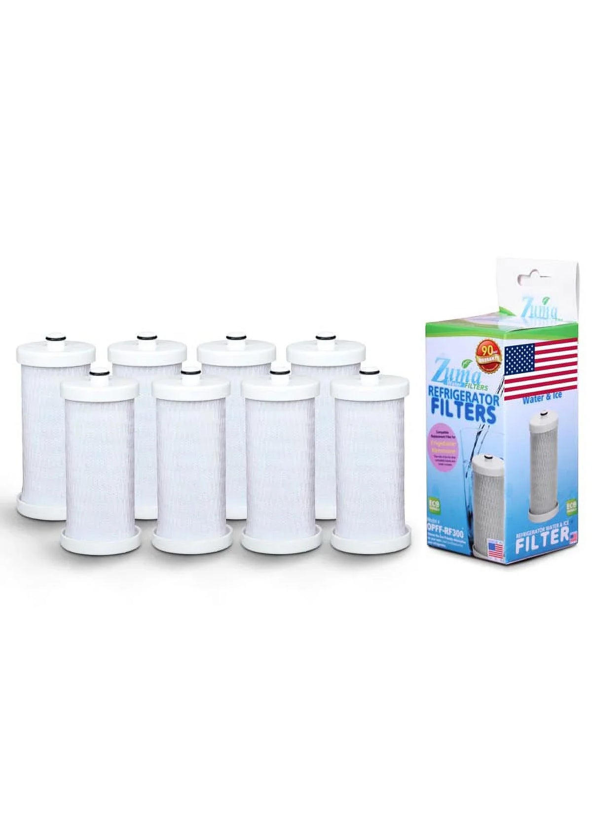 ZUMA Brand , Water and Ice Filter , Model # OPFF-RF300 , Matching with Frigidaire® NGRG-2000 - 8 Pack - Made in U.S.A.