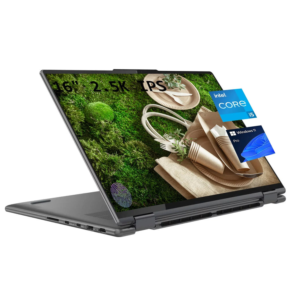 Lenovo Yoga 7i Windows 11 Pro 16" 2.5K IPS 2-in-1 Business Laptop, 12th Intel Evo Platform 12-Core i5-1240P, 8GB LPDDR5 RAM, 1TB SSD, Iris Xe Graphics, Backlit KB, Fp, Gray