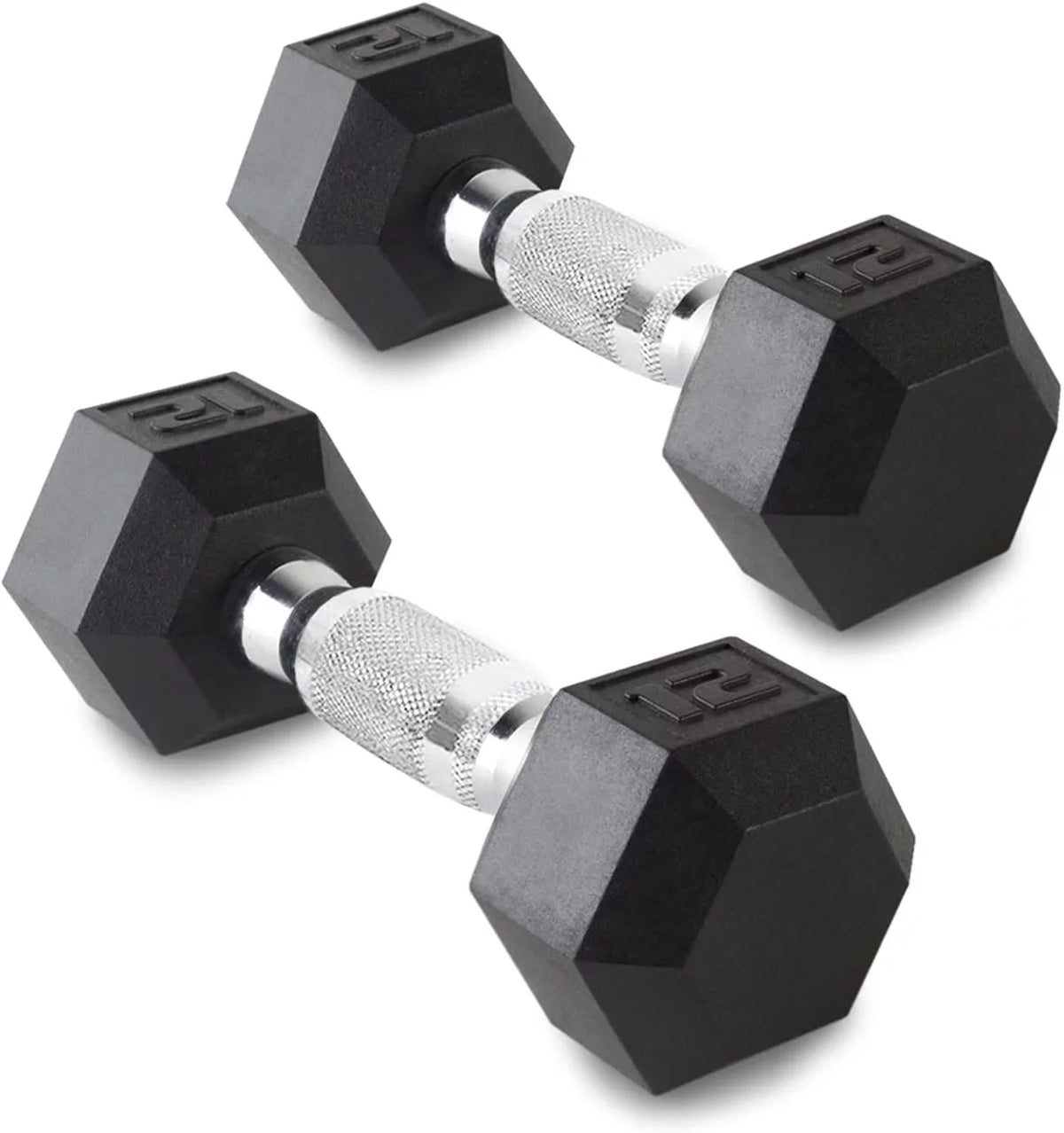 12LB Set Of 2 Hex Dumbbells Rubber Coated Cast Iron Hex Black Dumbbell Weights For Exercises Neoprene Dumbbell Hand Weights Anti-Slip Anti-Roll Hex Shape Colorful 12Lbs Pair