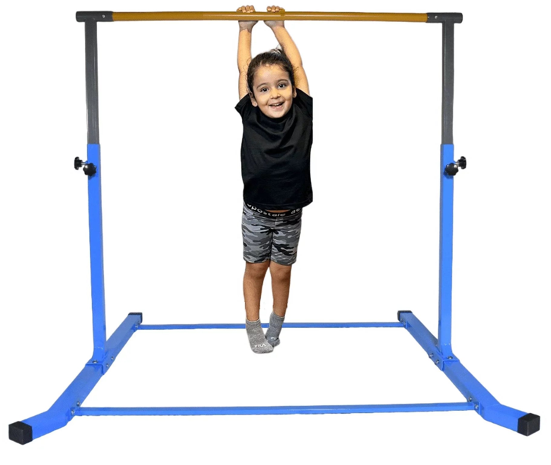 5 Star-TD Gymnastics Training Kip Bar for Kids, Expandable Between 3 FT to 5 FT, Adjustable Height Horizontal Bar Gymnastic Training Fitness Equipment for Home Practice Tumbling (Blue)