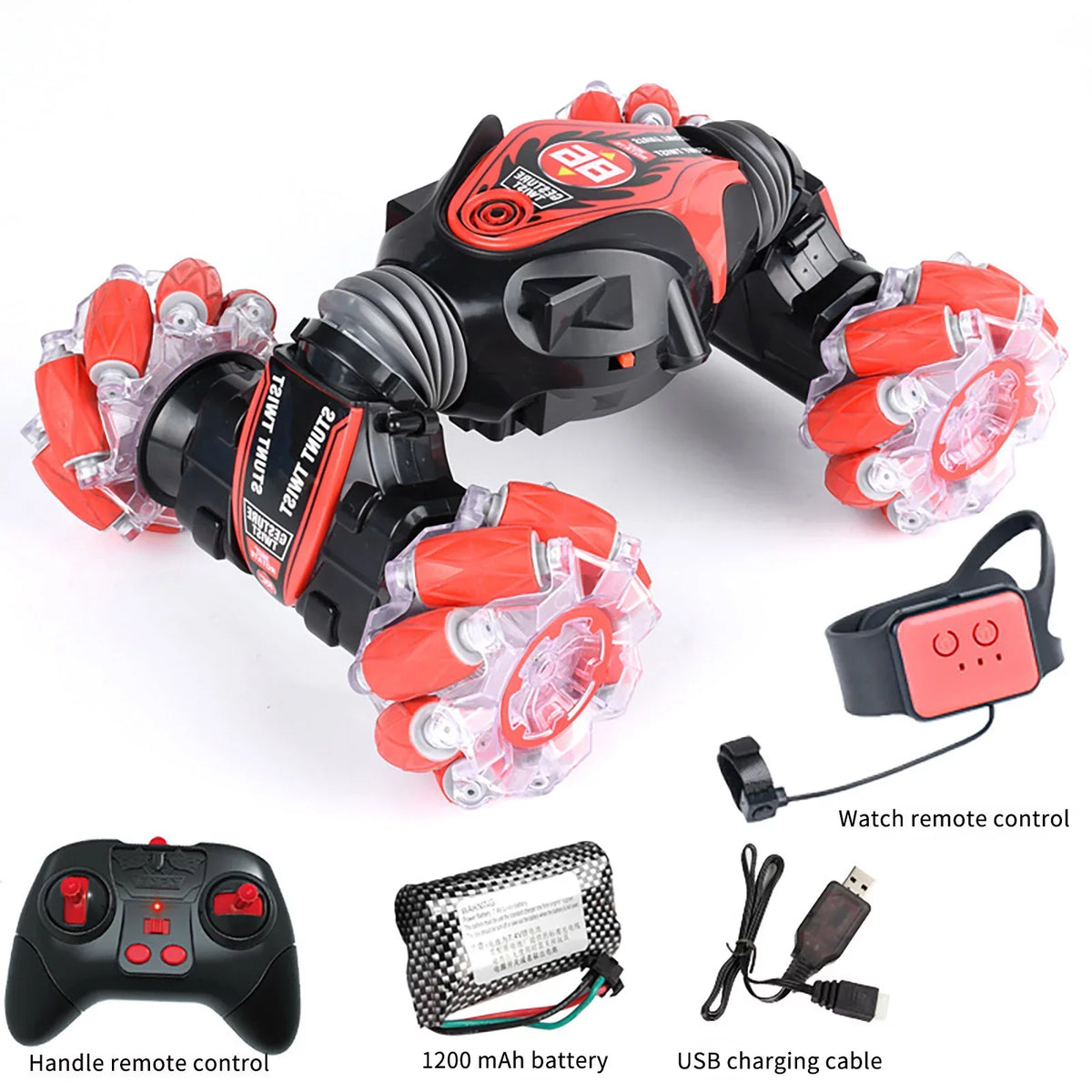 Remote Control Stunt Toy Car, 2.4G Gesture Sensing Remote Control Stunt Car With Four-Wheel Drive, Off-Road & Sports Status Car Toys For Boys Girls Toddlers Birthday