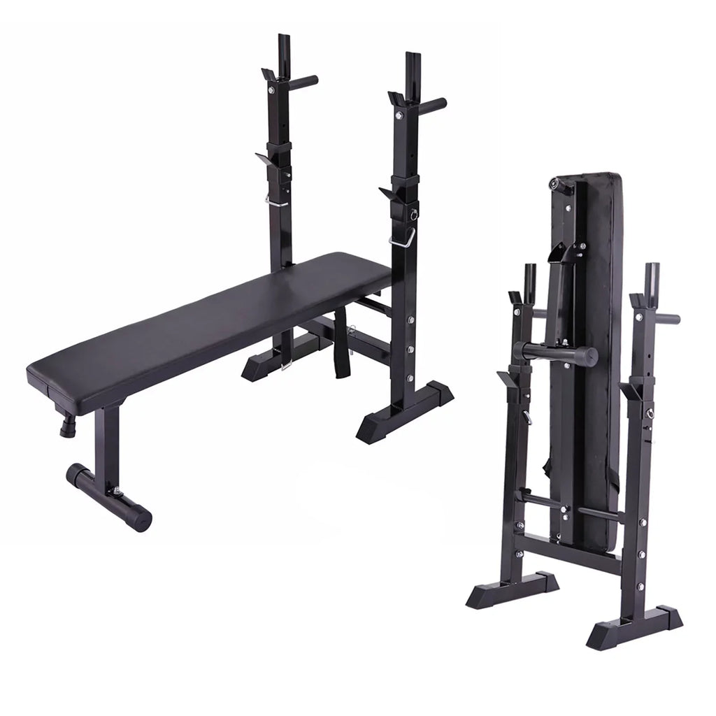 Andoer Adjustable Folding Multifunctional Workout Station, Red and Black, Squat Rack Included