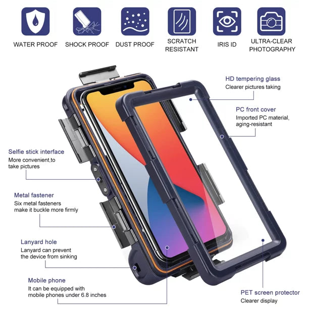 UrbanX Professional [15m/50ft] Swimming Diving Surfing Snorkeling Photo Video Waterproof Protective Case Underwater Housing for Infinix Hot 9 And all Phones Up to 6.9 Inch LCD with Lanyard