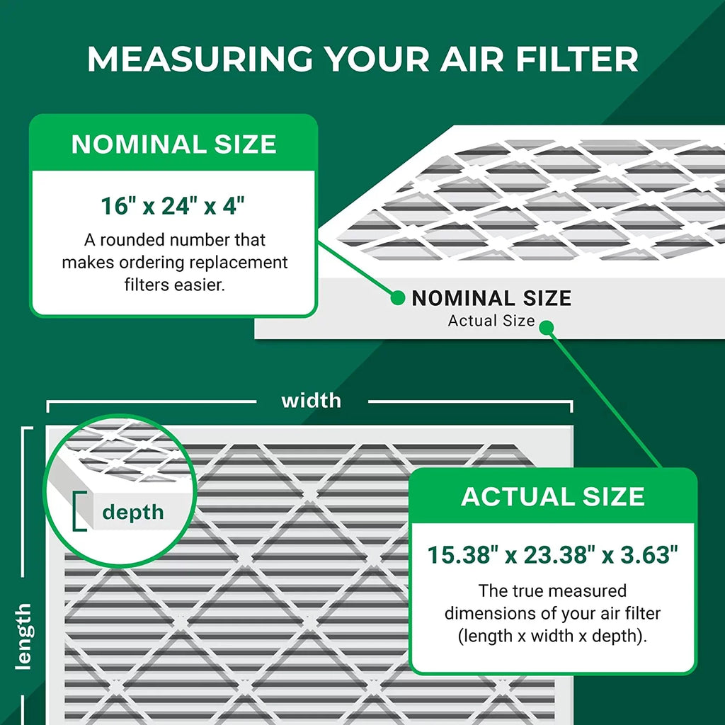Filterbuy 16x24x4 MERV 8 Pleated HVAC AC Furnace Air Filters (6-Pack)