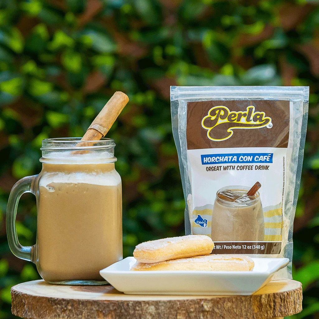 Perla Horchata Salvadorena con Cafe (Orgeat with Coffee Drink) Case of 20 (12 oz each)