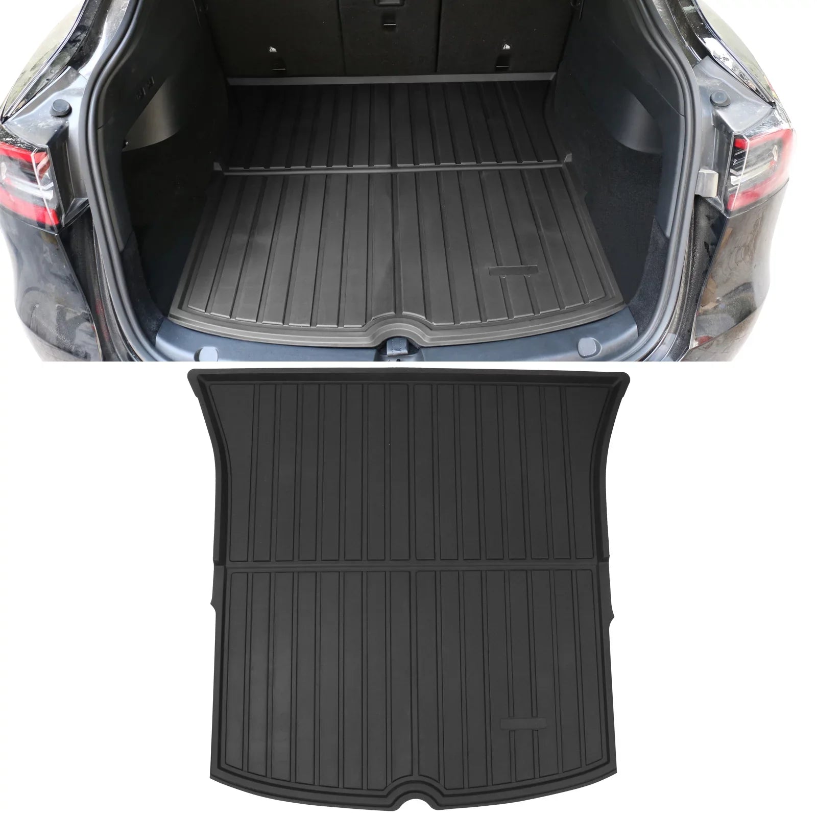 Ikon Motorsports Trunk Mats Cargo Liner Matching with 2020-2023 Tesla Model Y Black Injection TPE All Condition Waterproof Anti-Slip Frunk Trunk Under Cargo Storage Liner Mat Interior Accessories
