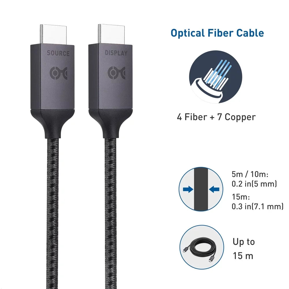 Cable Matters Certified Active Ultra High Speed HDMI Cable (Fiber Active Optical 8K HDMI Cable) – 10m / 32.8 Feet – Supporting 8K@60Hz 4K@120Hz HDR - Designed for XBOX, Matching with PS5, Apple TV