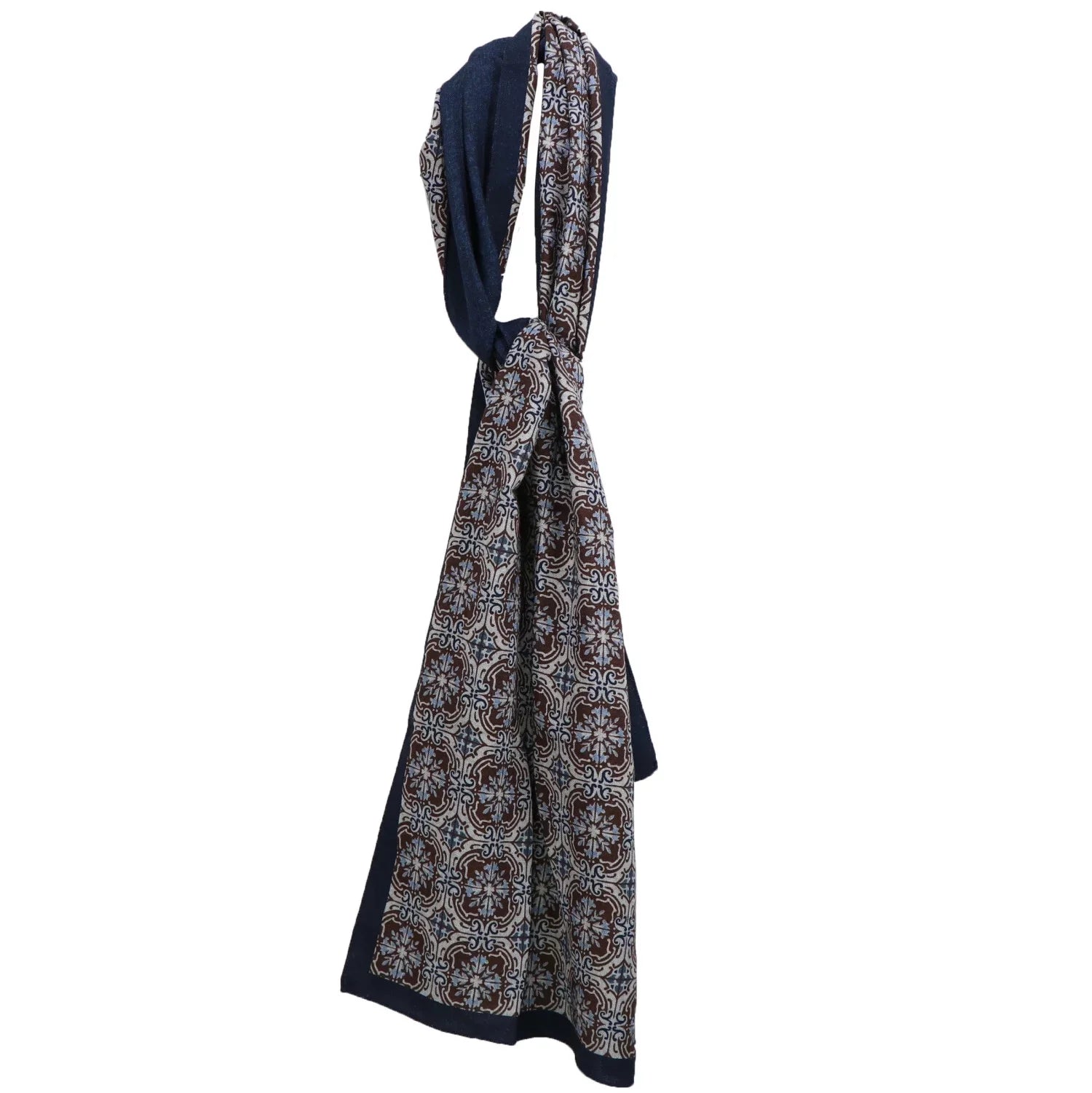 Borrelli Men's Brown / Blue Snowflake Lana Wool Scarf Scarves & Wrap - One Size