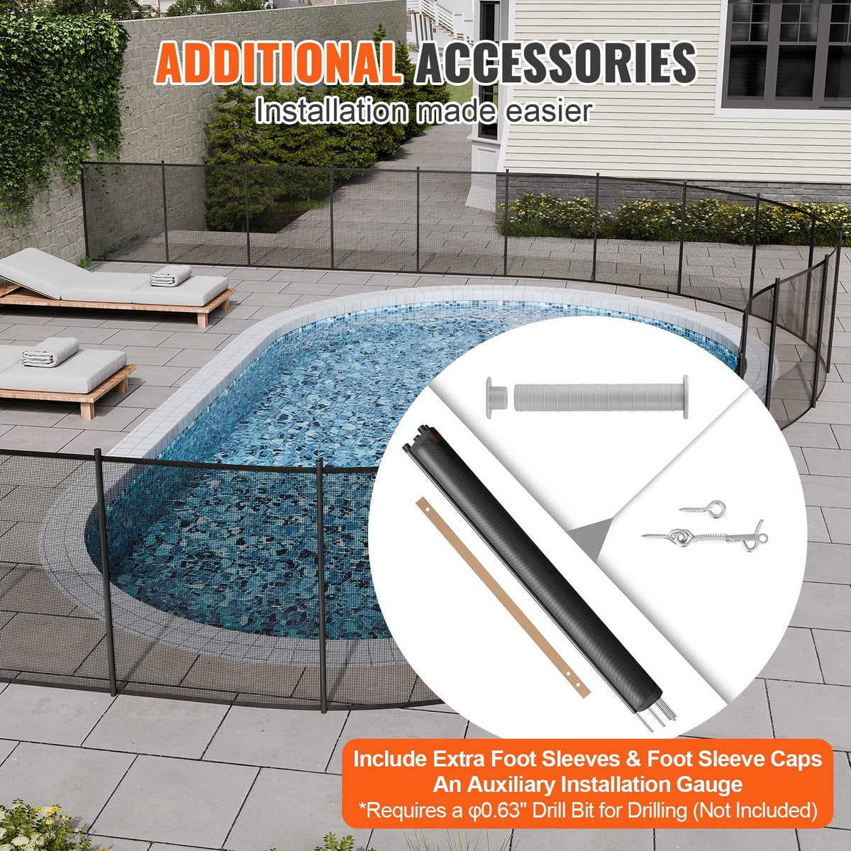 SKYSHALO 4 x 72 FT Removable Pool Fence Pool Fences for Inground Pools Outdoor
