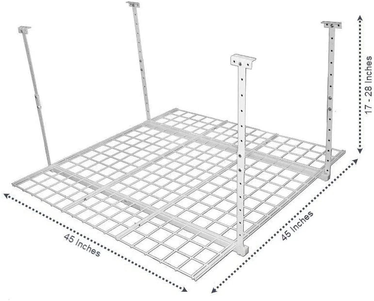 HyLoft 00540 45-Inch by 45-Inch Overhead Storage System Ceiling Mount Garage Organization Rack White