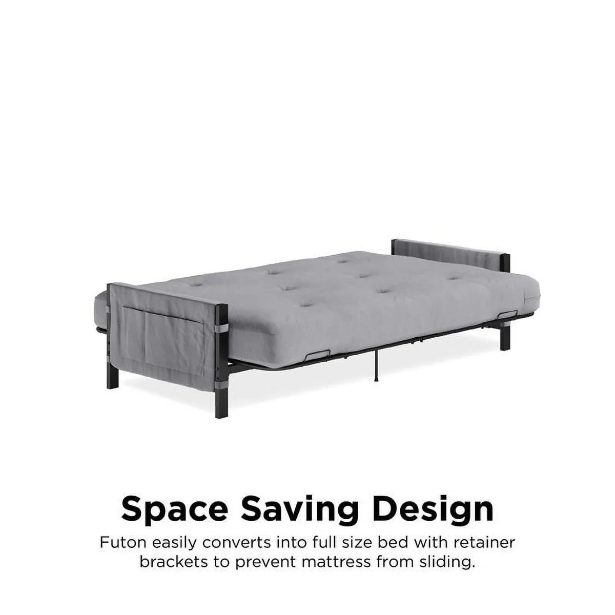 DHP Melbourne Storage Futon with 6" Thermobonded Futon Mattress in Gray