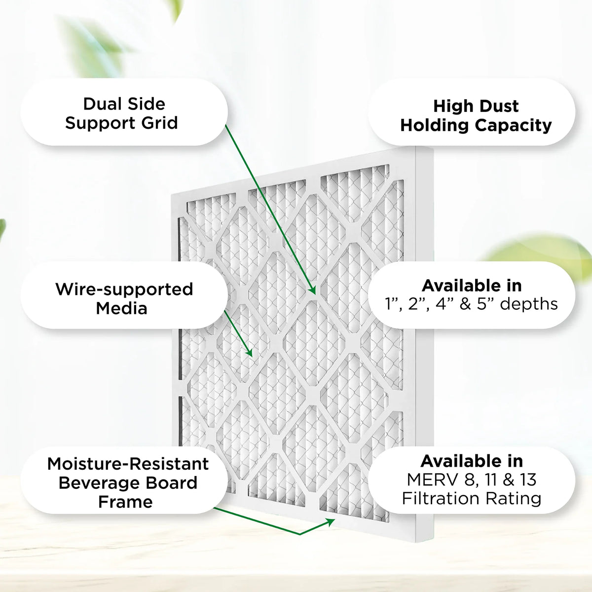 14x18x1 MERV 11, MPR 1000 Pleated AC Furnace 1" Air Filters by Pamlico. Quantity 6. Actual Size: 13-1/2 x 17-1/2 x 3/4