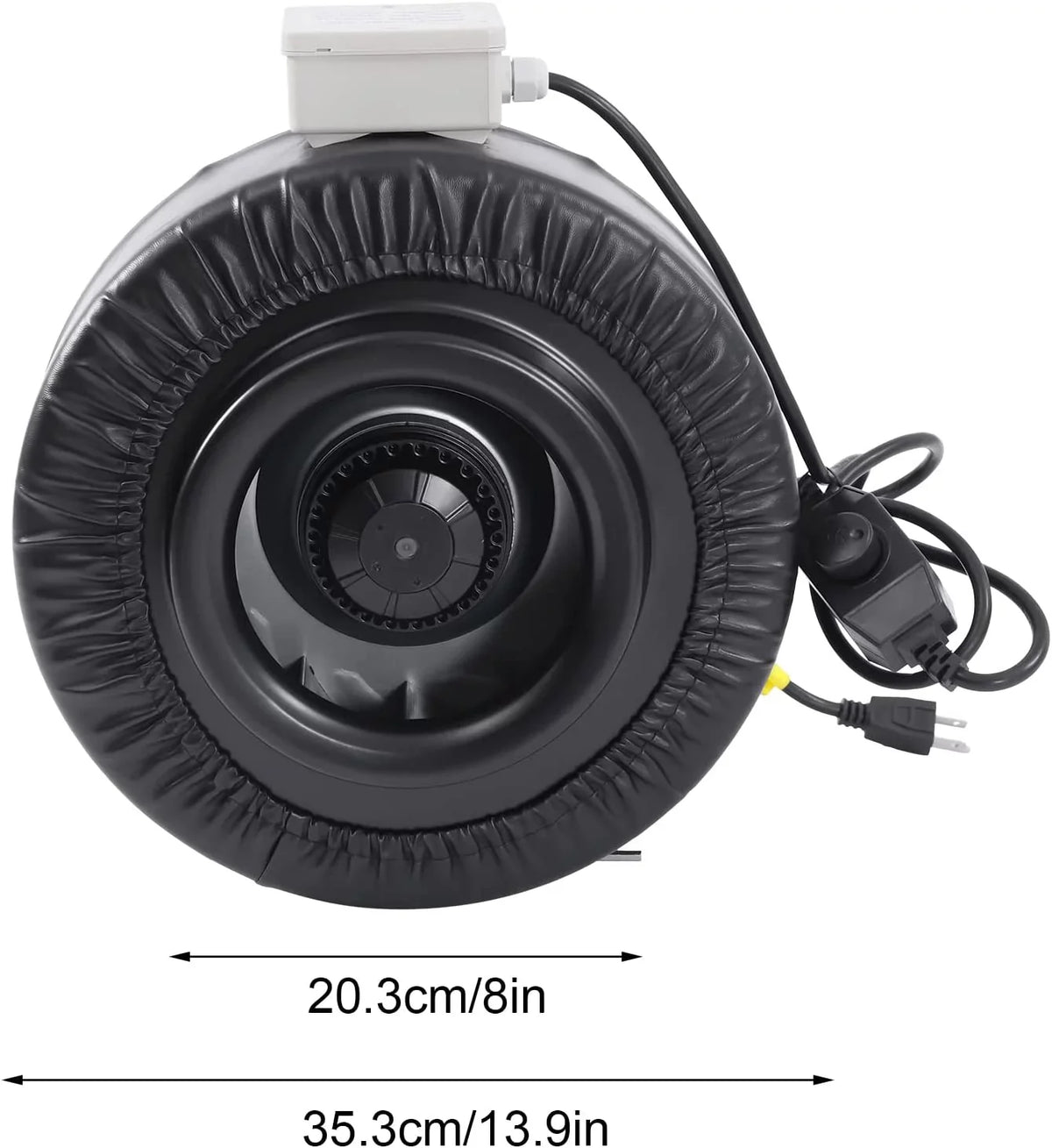 FETCOI Grow Tent Fan 8 Inch Inline Fan Industrial Grade Duct Exhaust Fan Combinable with HEPA Filter & Carbon Filter Powerful Booster Fanwith Speed Controller