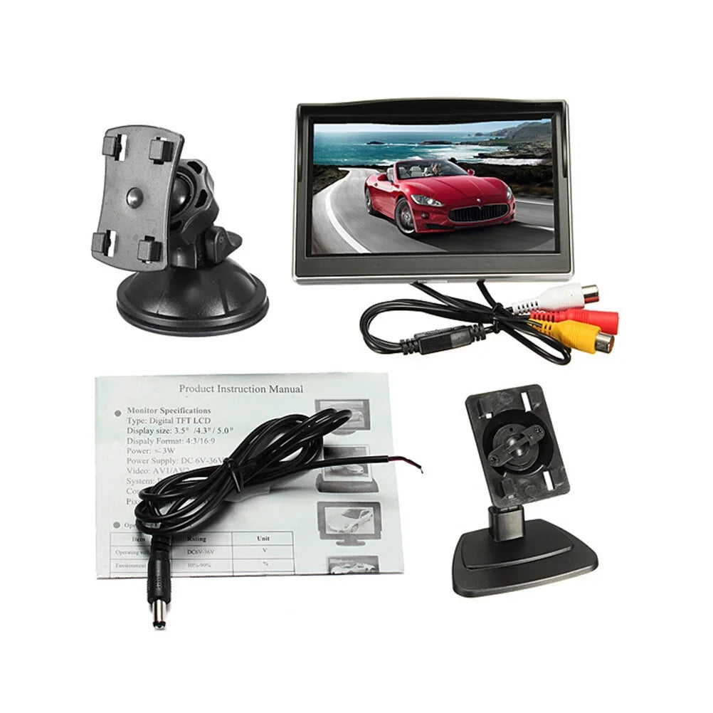 5 inch TFT LCD Color Mirror Monitor for Car Reverse Rear View Backup Camera Car DVD Kit (Black)