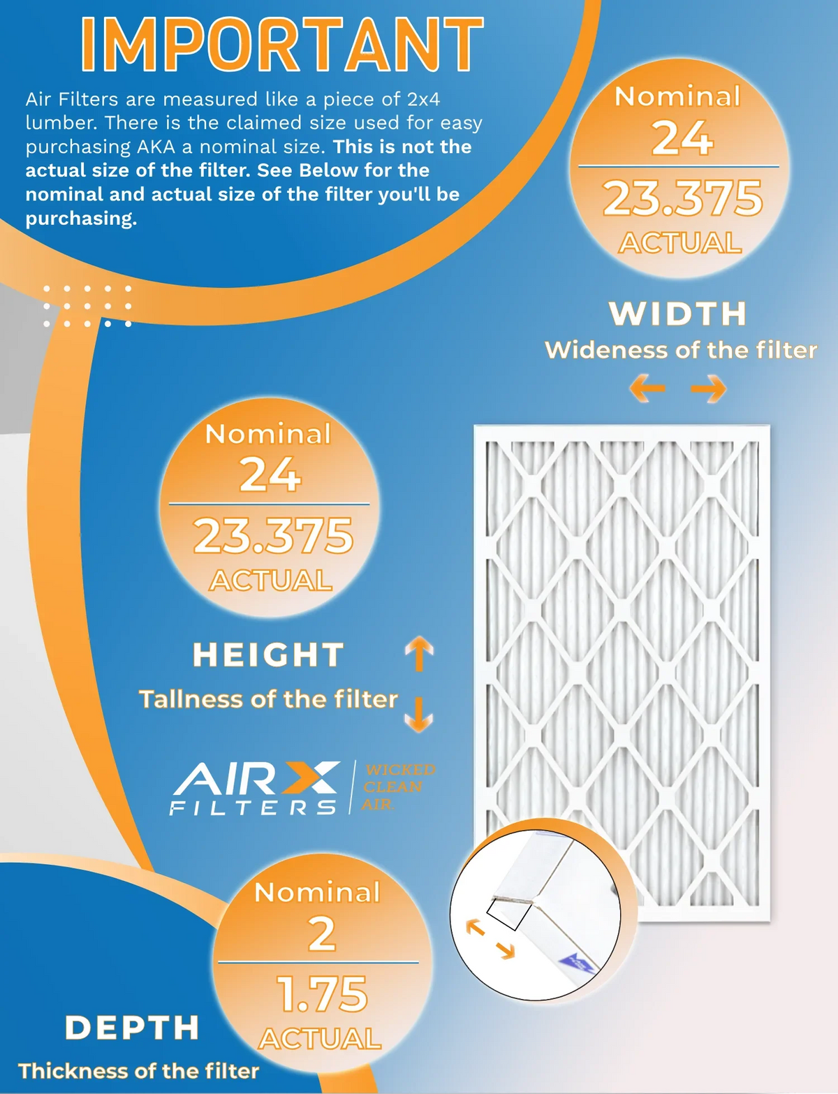 24x24x2 Air Filter MERV 8 Rating, 12 Pack of Furnace Filters Comparable to MPR 700 & FPR 5 - Made in USA by AIRX FILTERS WICKED CLEAN AIR.